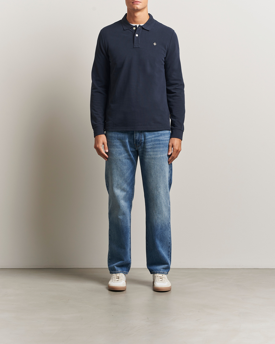 Heren | Truien | Morris | Camden Long Sleeve Polo Old Blue
