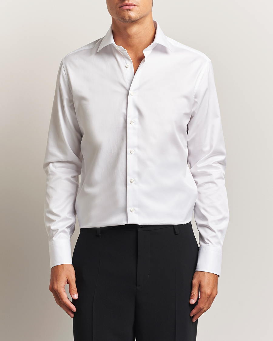 Homme | Chemises | Stenströms | Regular Fit Cotton Twill Shirt White