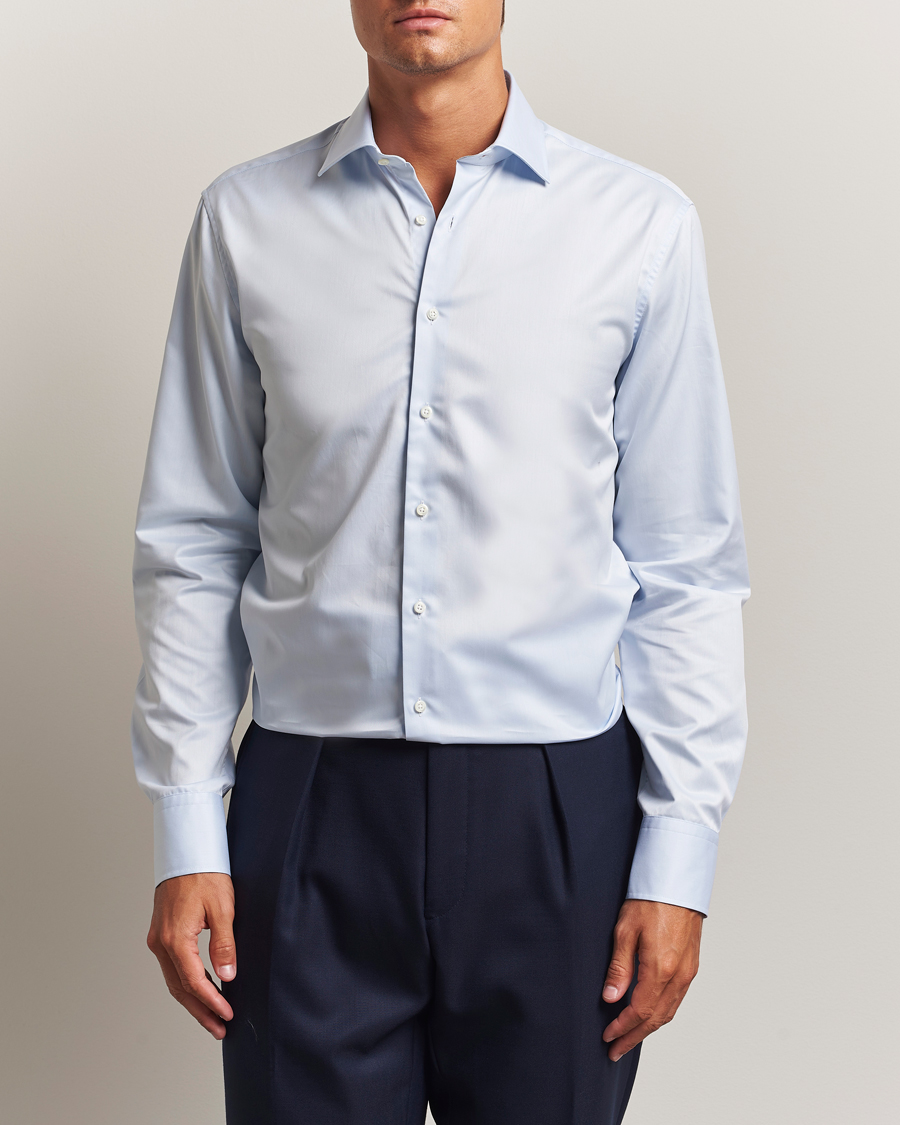 Homme | Chemises | Stenströms | Regular Fit Cotton Twill Shirt Blue