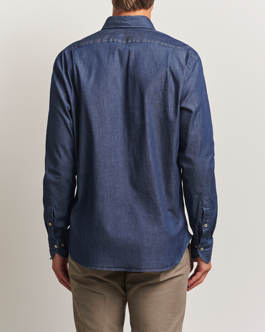 Heren | Overhemden | Stenströms | Regular Fit Garment Washed Shirt Dark Denim