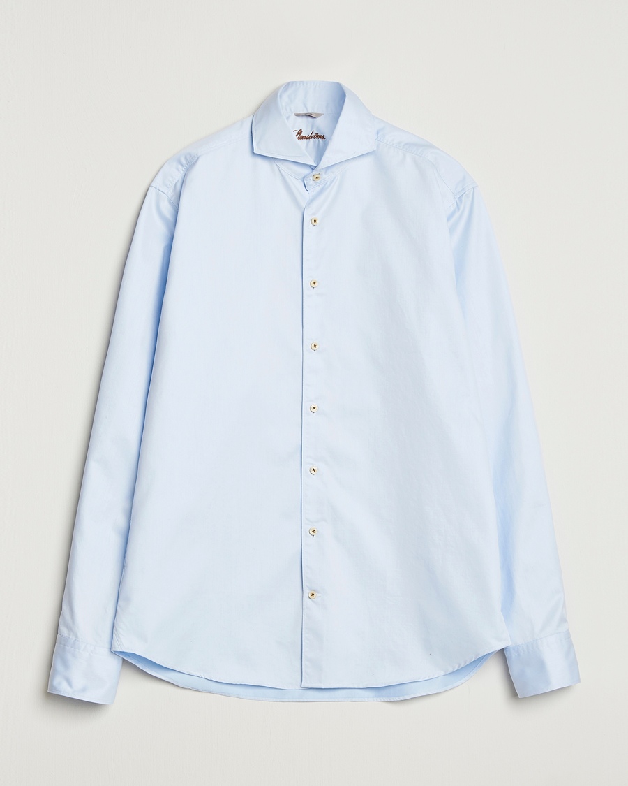 Heren | Overhemden | Stenströms | Regular Fit Washed Cotton Plain Shirt Light Blue