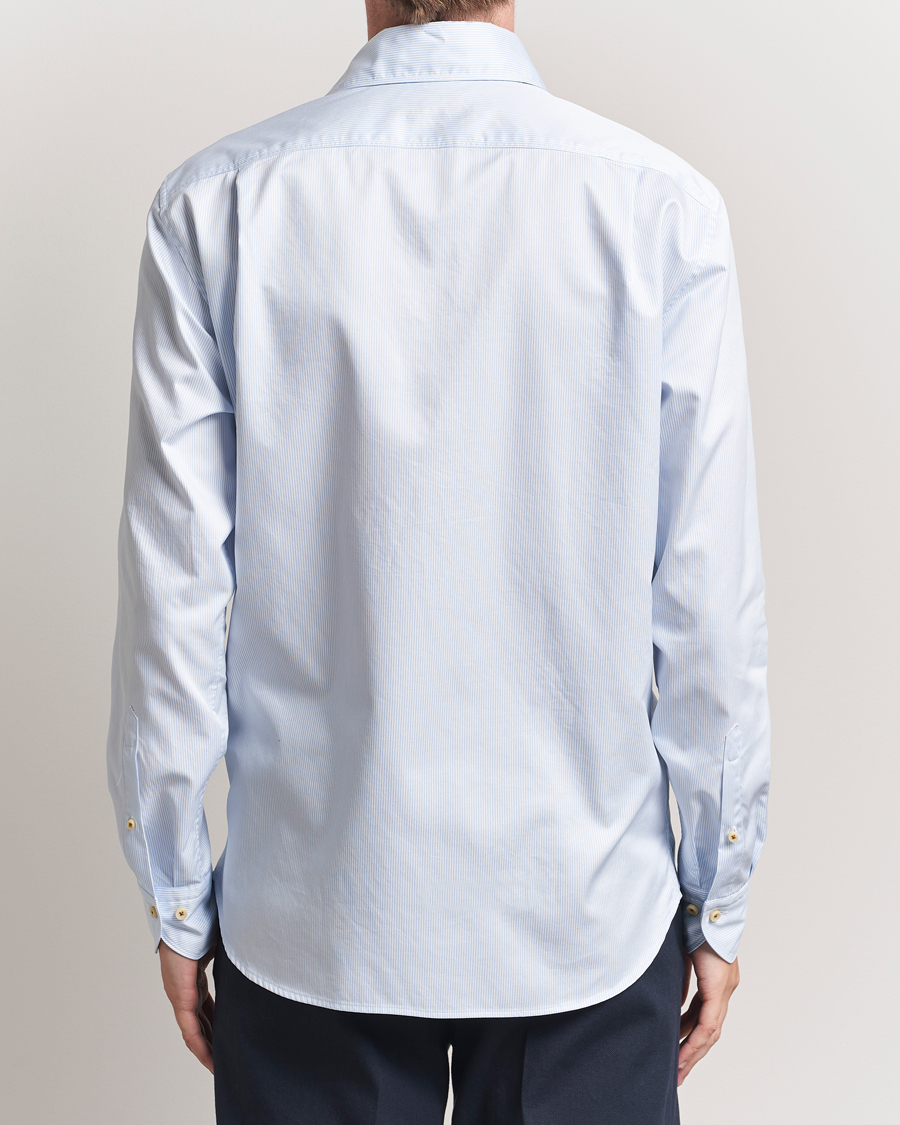 Heren | Overhemden | Stenströms | Regular Fit Pinstriped Casual Shirt Light Blue
