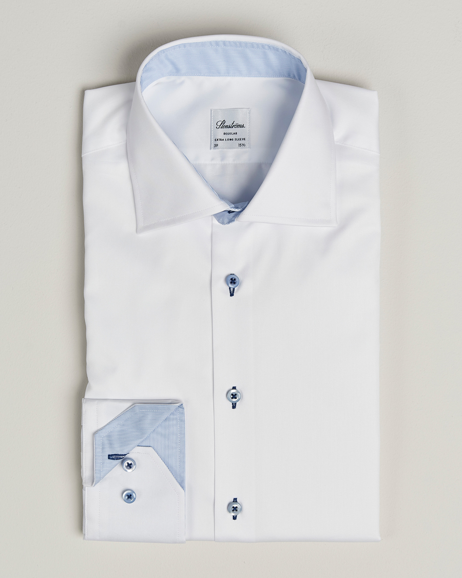 Homme | Chemises | Stenströms | Regular Fit X-Long Sleeve Contrast Shirt White