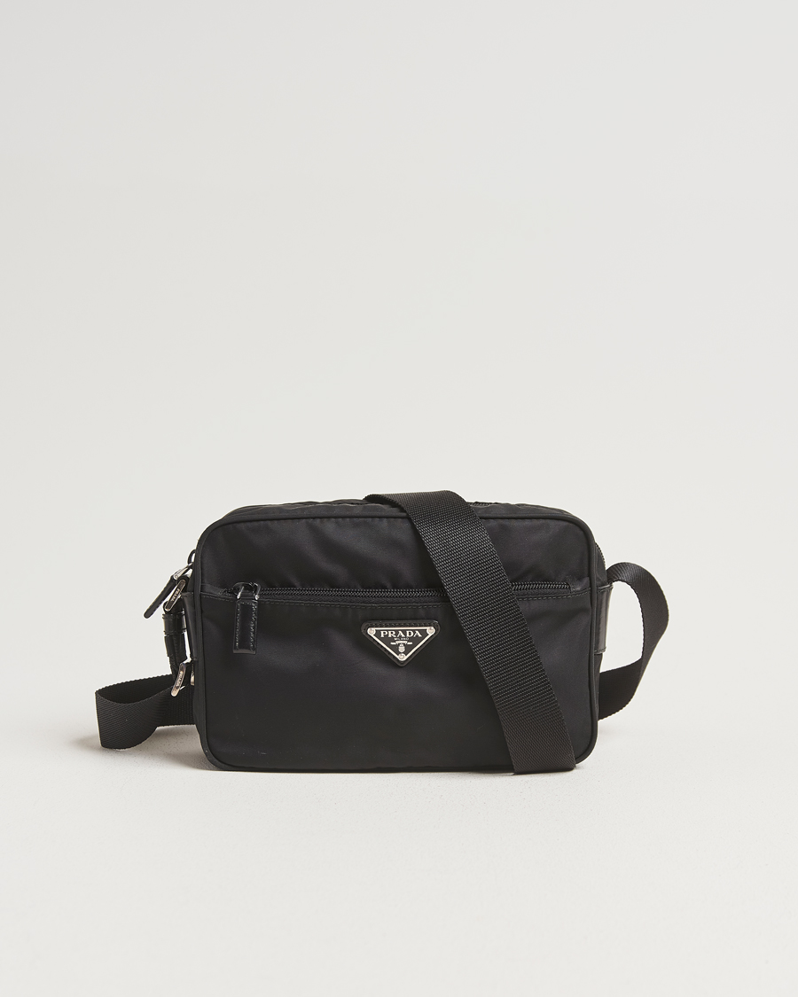 Homme | Pre-Owned & Vintage Bags | Prada Pre-Owned | Tessuto Nylon Leather Shoulder Bag Black