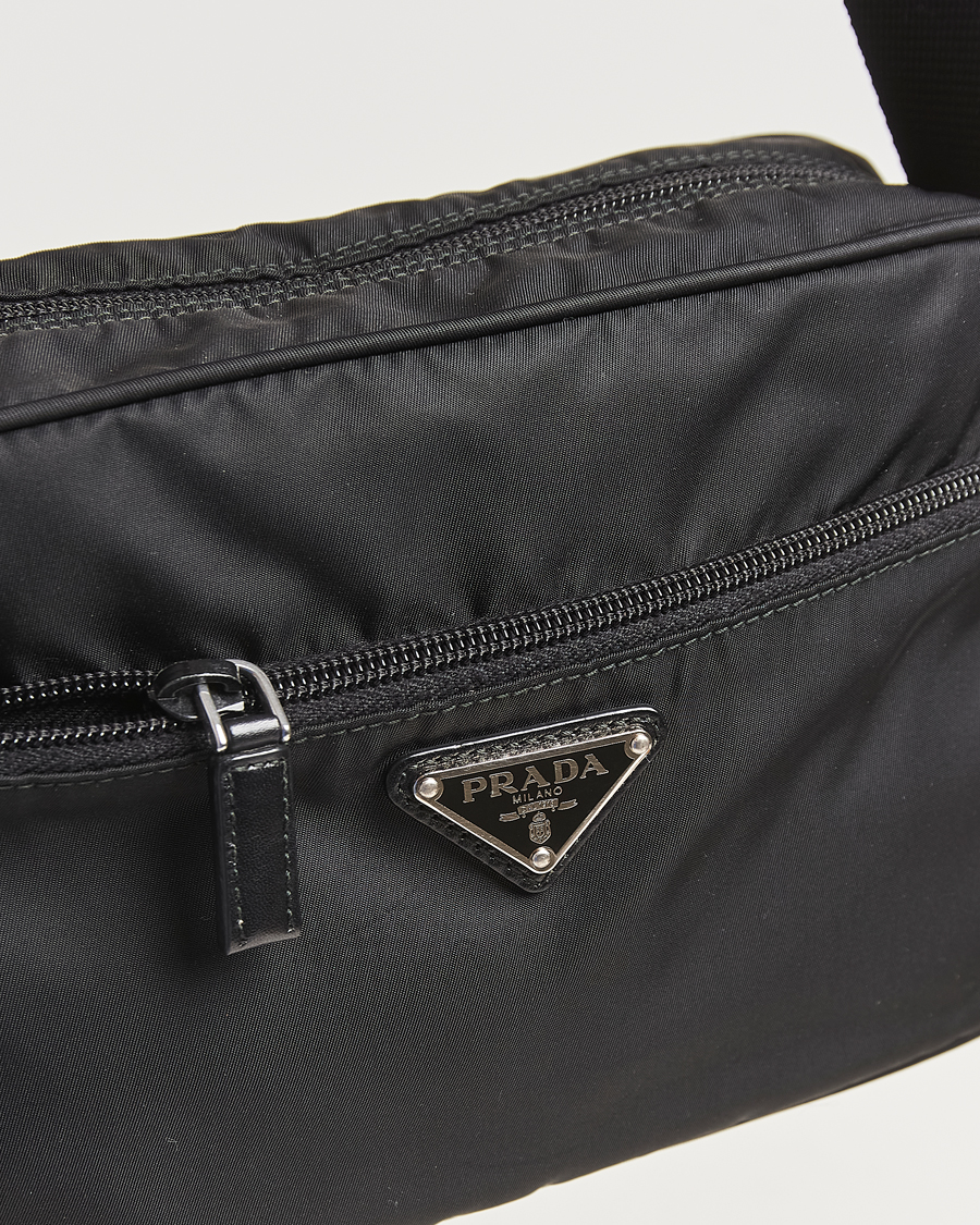 Homme | Pre-Owned & Vintage Bags | Prada Pre-Owned | Tessuto Nylon Leather Shoulder Bag Black