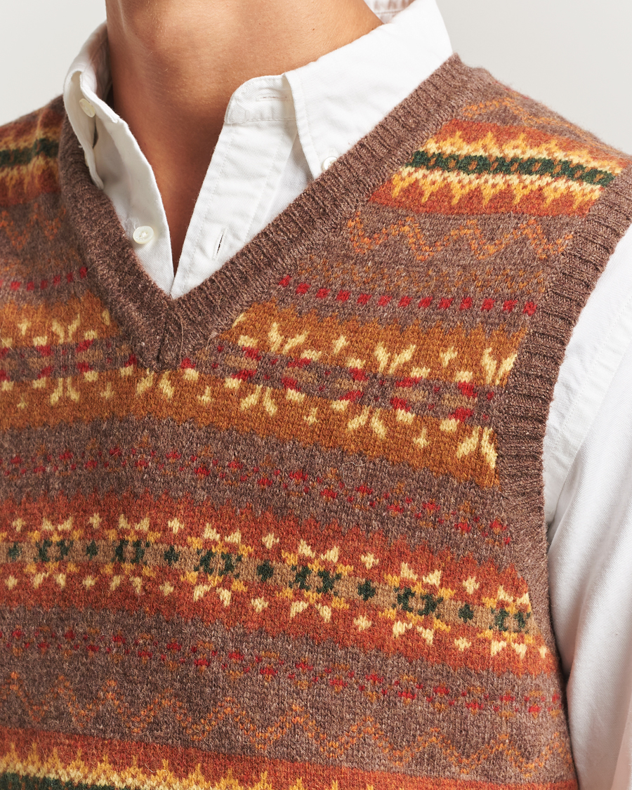 Heren | Truien | BEAMS PLUS | Fairisle Knit Vest Light Brown