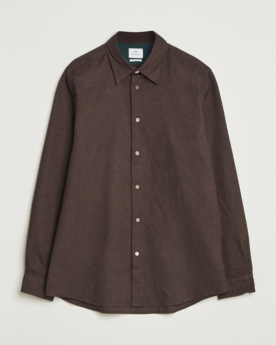 Homme | Chemises | PS Paul Smith | Brushed Cotton/Wool Shirt Dark Brown