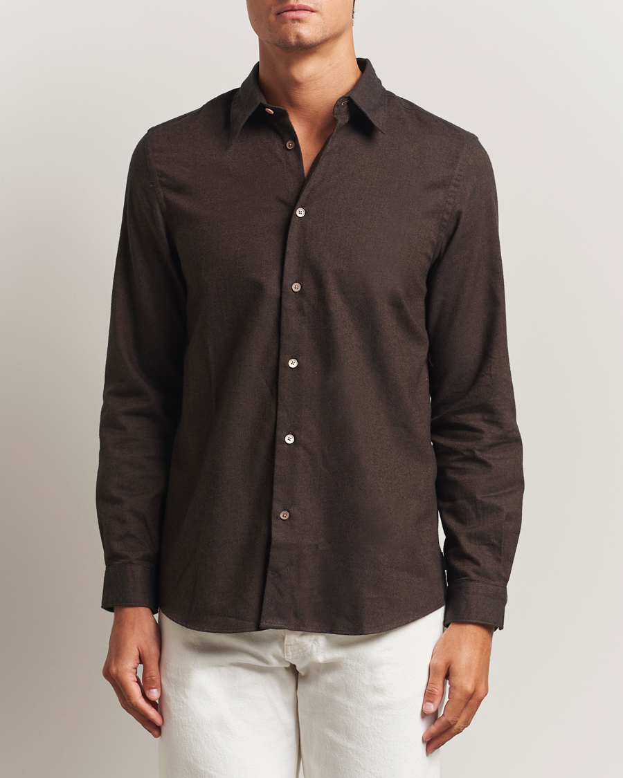 Homme | Chemises | PS Paul Smith | Brushed Cotton/Wool Shirt Dark Brown