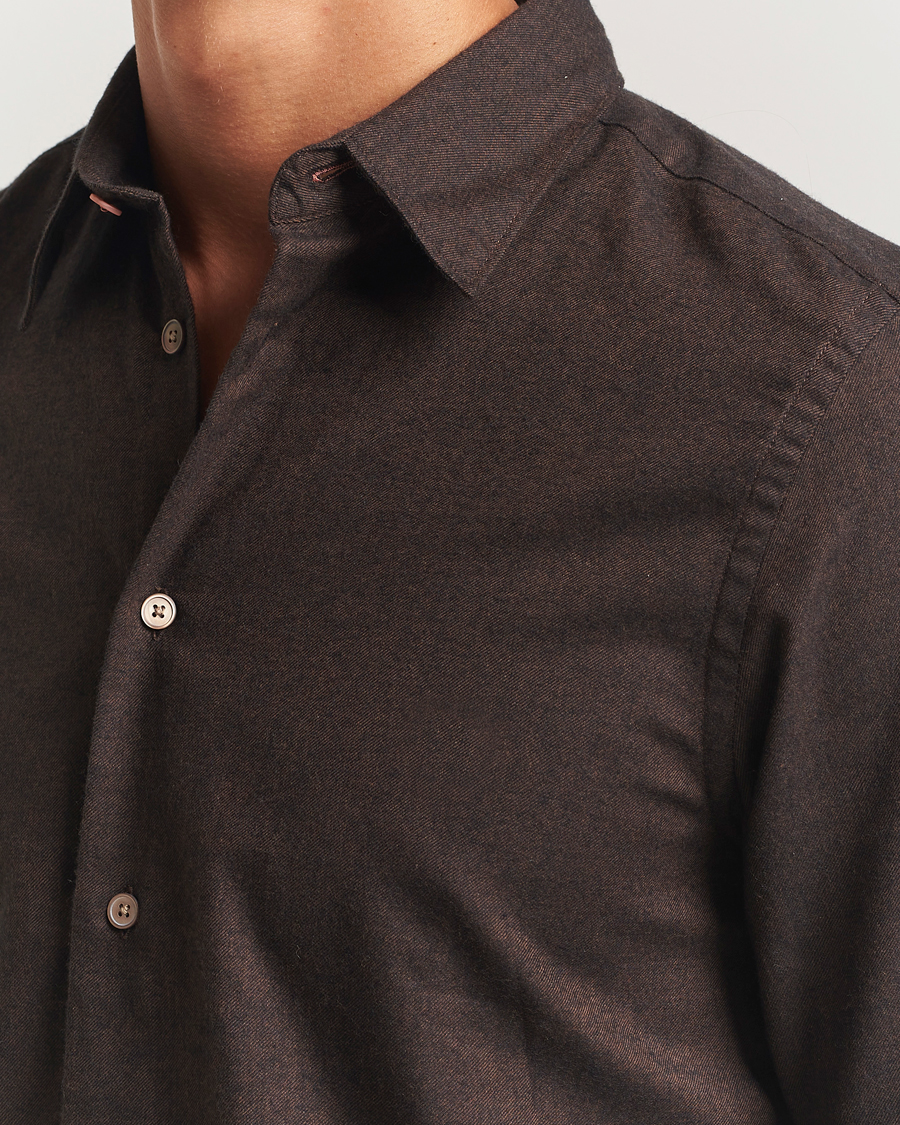 Homme | Chemises | PS Paul Smith | Brushed Cotton/Wool Shirt Dark Brown