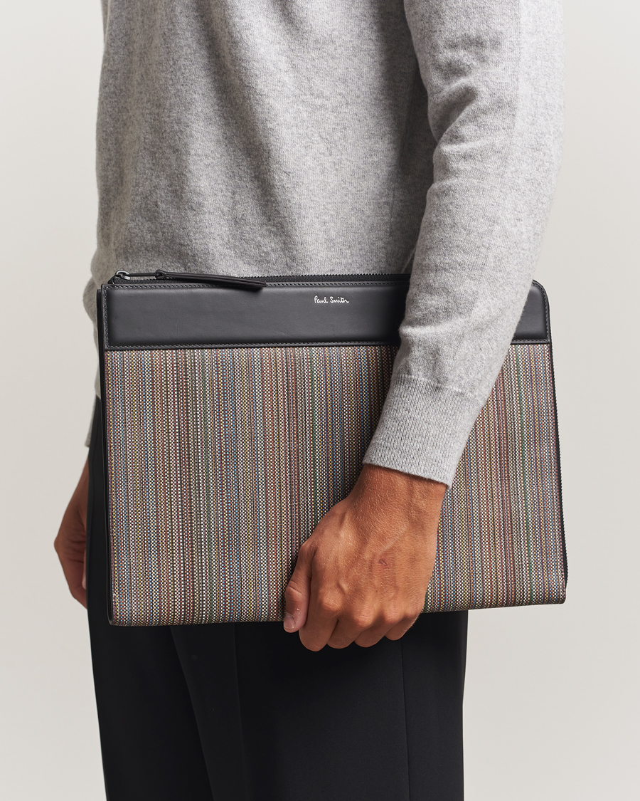 Homme | Paul Smith Nylon Stripe Document Case Black Multi | Paul Smith | Nylon Stripe Document Case Black Multi