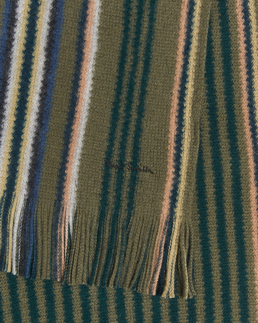 Homme | Paul Smith Merino Wool Striped Scarf Green Multi | Paul Smith | Merino Wool Striped Scarf Green Multi