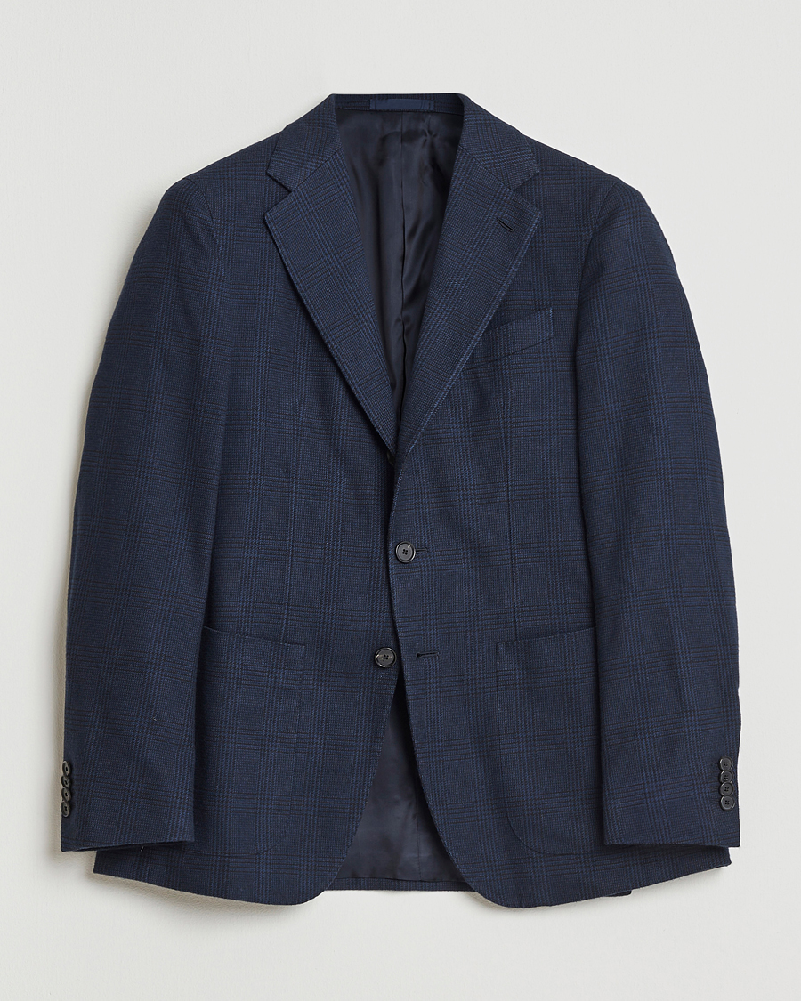 Homme | Blazers | Caruso | Aida Brushed Cotton Blazer Navy Check