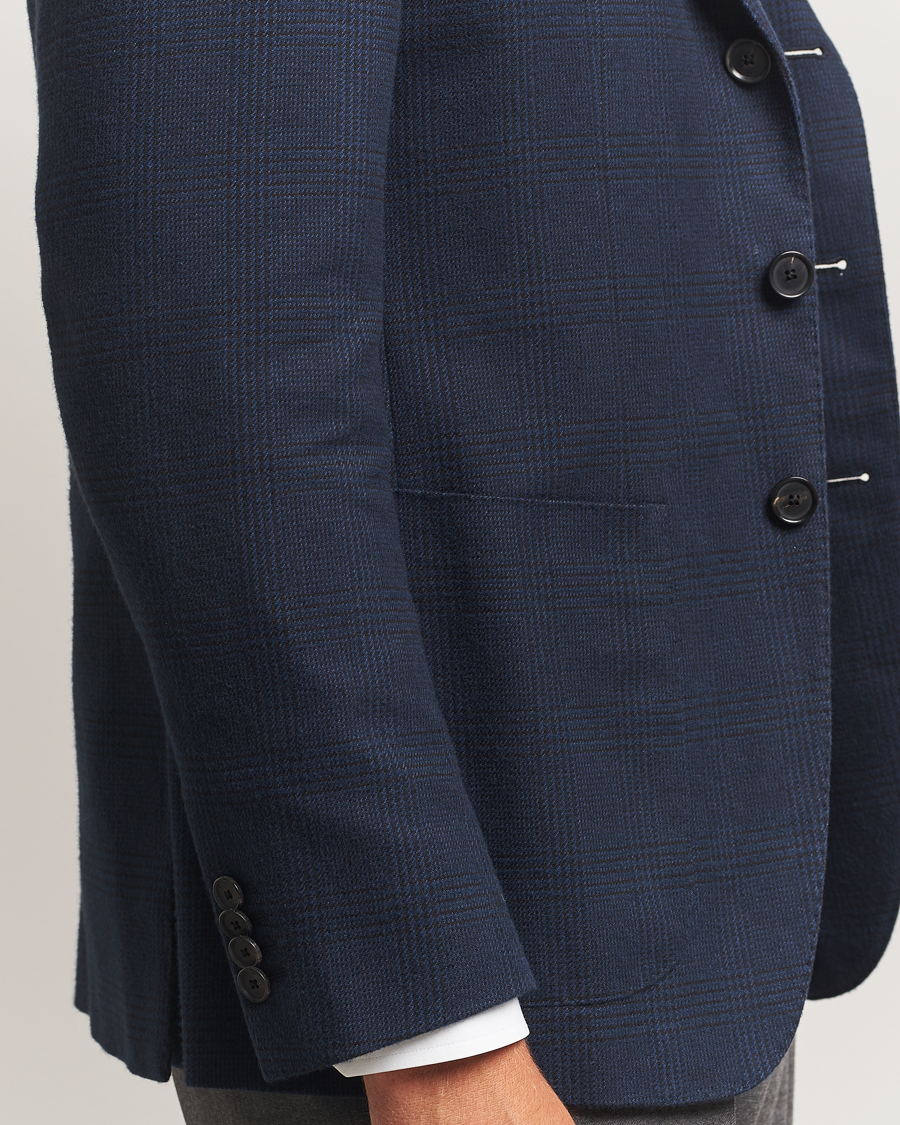 Homme | Blazers | Caruso | Aida Brushed Cotton Blazer Navy Check