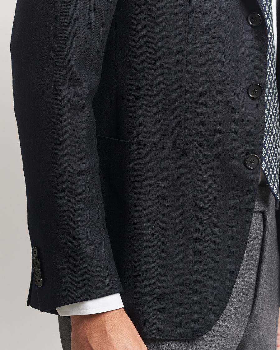 Heren | Blazers | Caruso | Aida Herringbone Wool Blazer Navy