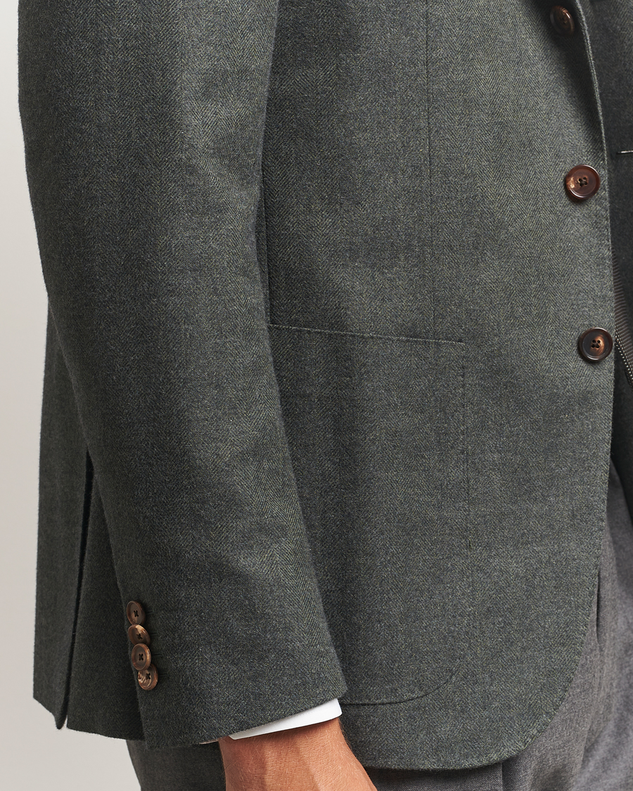 Homme | Blazers | Caruso | Aida Brushed Cotton Herringbone Blazer
