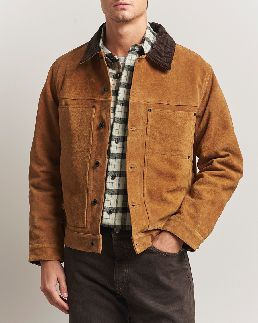 Heren | Jassen | Filson | Short Lined Suede Cruiser Saddle Brown