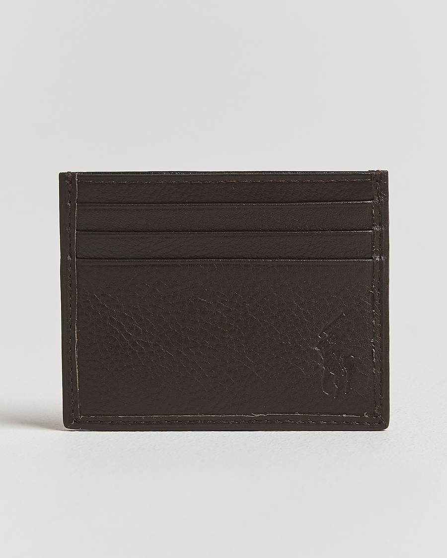 Homme | Portefeuilles | Polo Ralph Lauren | Pebbled Leather Credit Card Holder Brown
