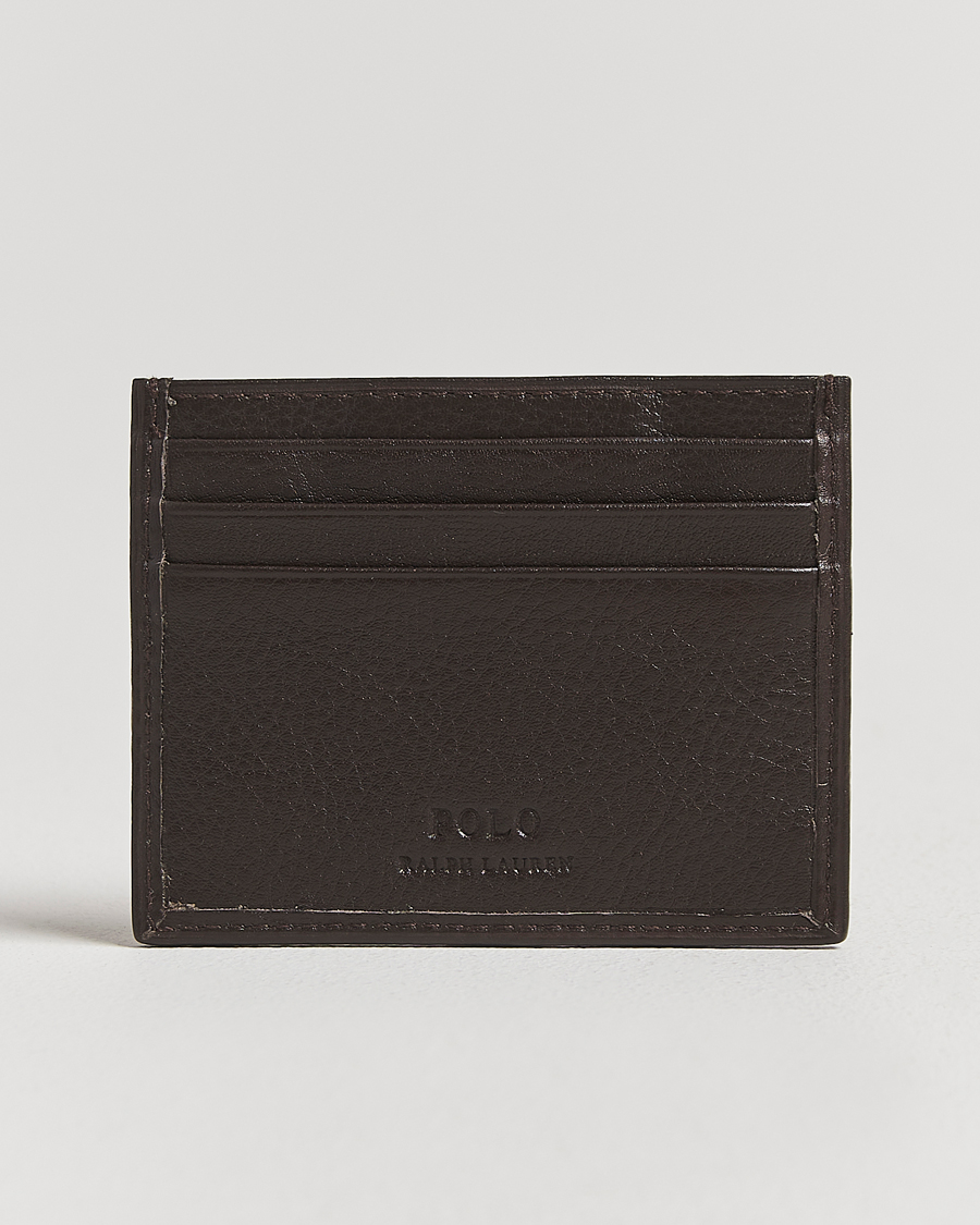 Homme | Portefeuilles | Polo Ralph Lauren | Pebbled Leather Credit Card Holder Brown
