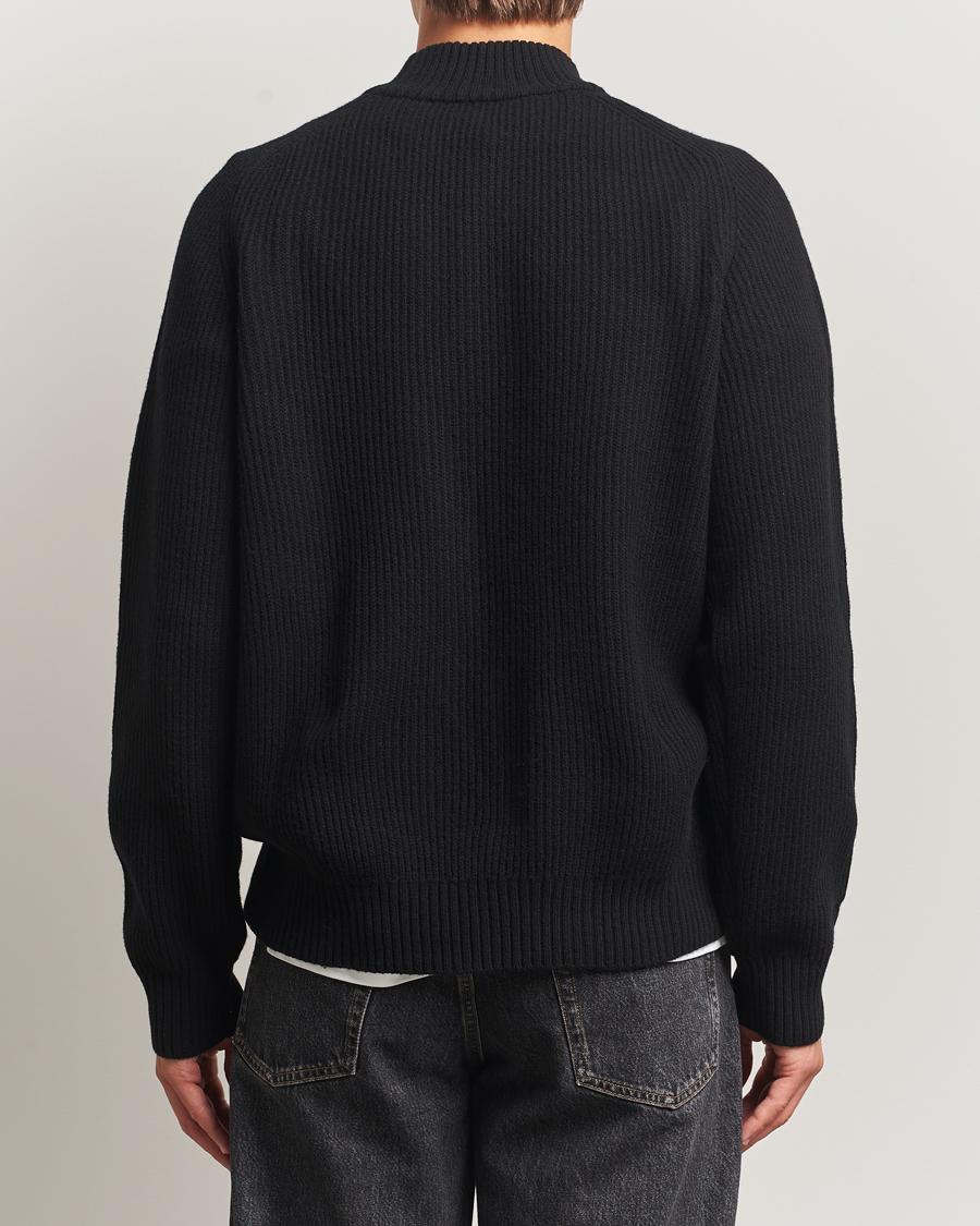 Heren | Truien | Filippa K | Ribbed Wool Mockneck Sweater Black
