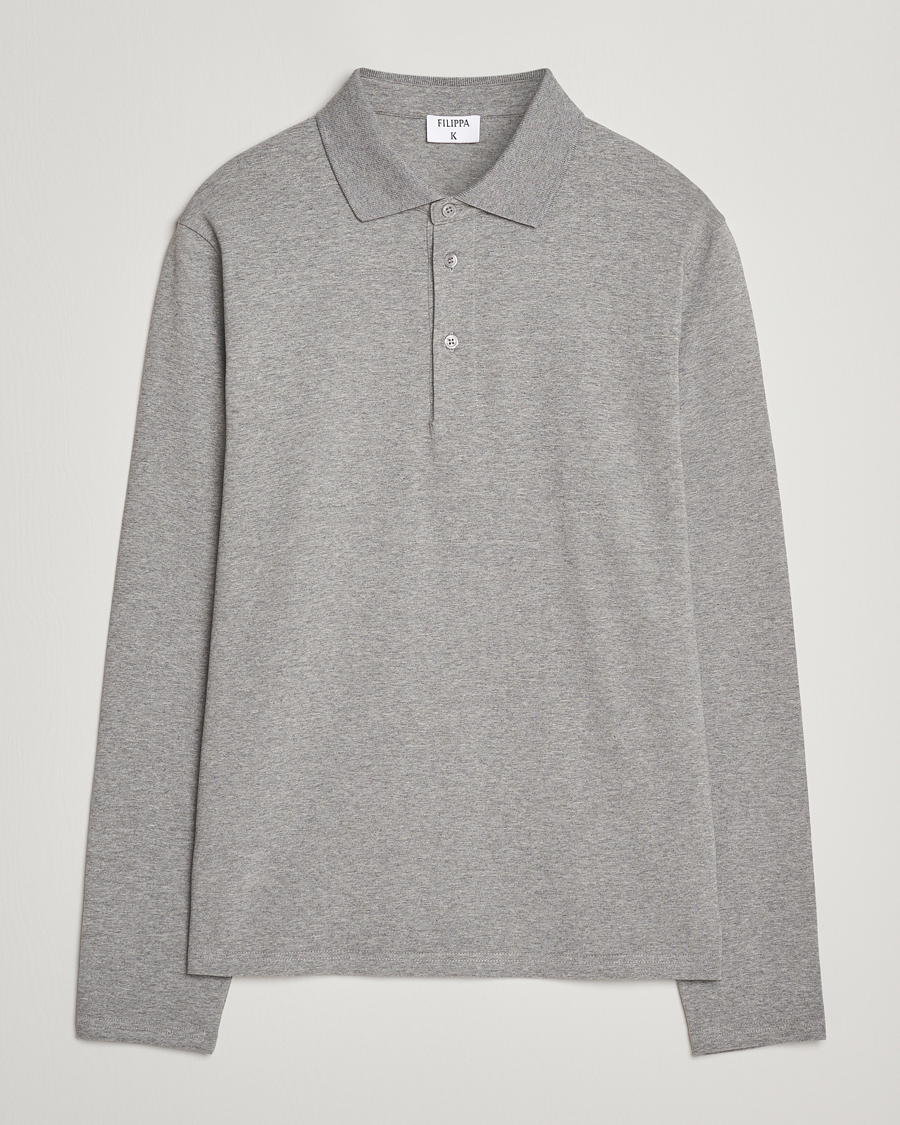 Homme | Polos | Filippa K | Luke Lycra Polo Shirt Mid Grey Melange