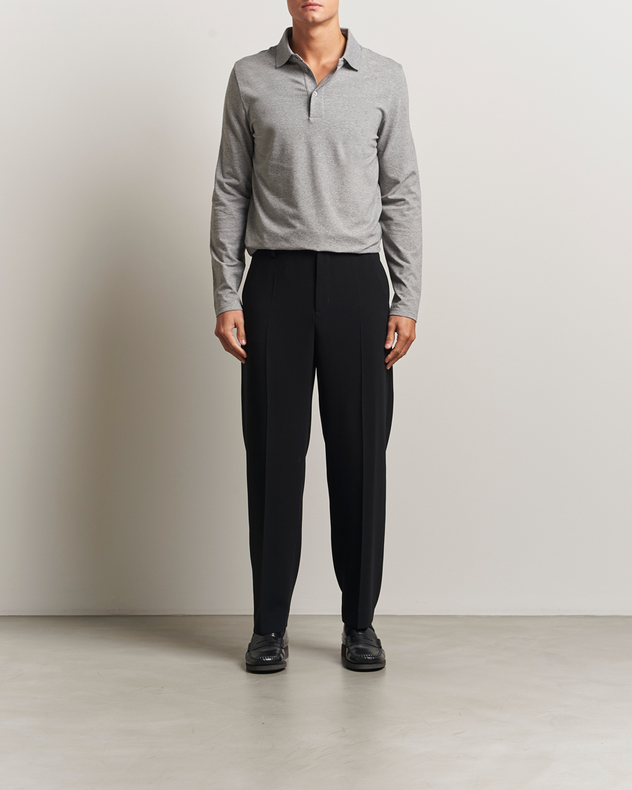 Homme | Polos | Filippa K | Luke Lycra Polo Shirt Mid Grey Melange