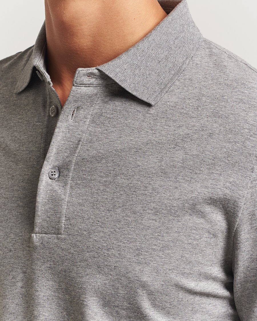 Homme | Polos | Filippa K | Luke Lycra Polo Shirt Mid Grey Melange
