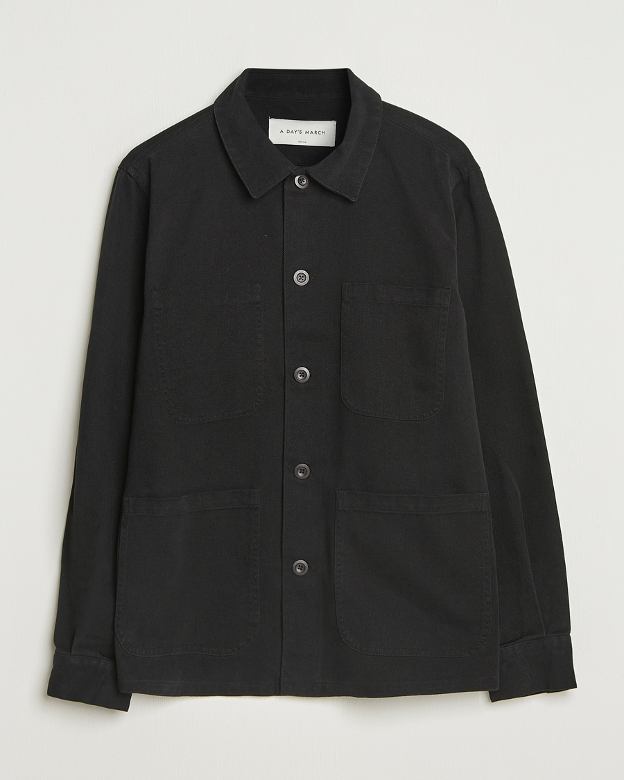 Homme | Chemises | A Day's March | Algot Cotton Lyocell Overshirt Black