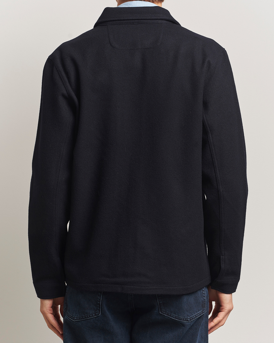 Heren | Overhemden | A Day's March | Fraser Wool Zip Overshirt Navy