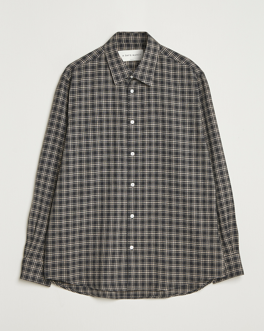 Heren | Overhemden | A Day's March | Landon Checked Shirt Black