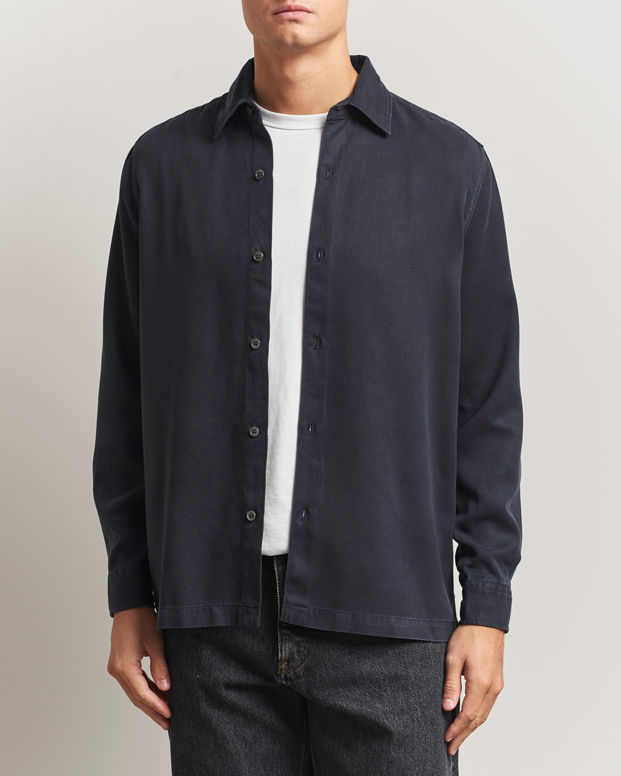 Homme | Chemises | A Day's March | Clean Cut Lyocell Shirt Navy