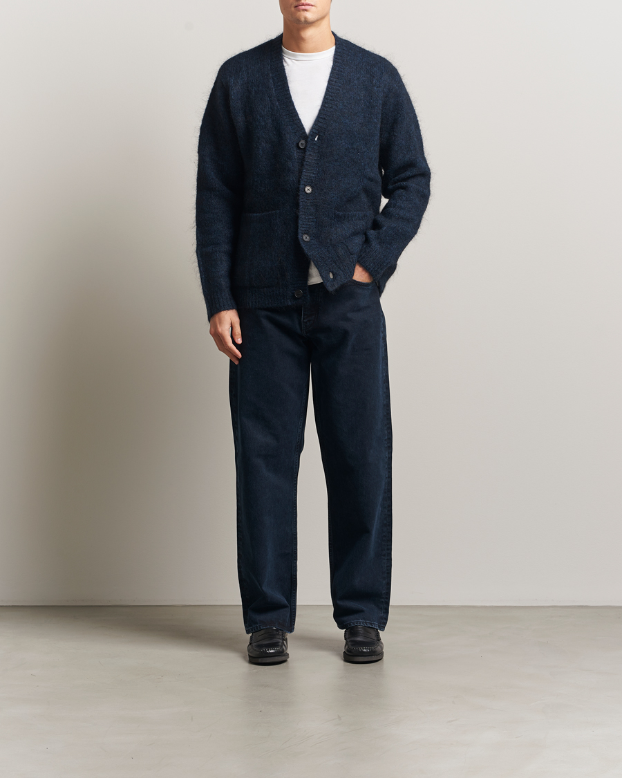 Homme | Pulls Et Tricots | A Day's March | Jarrow Mohair Cardigan Indigo Blue