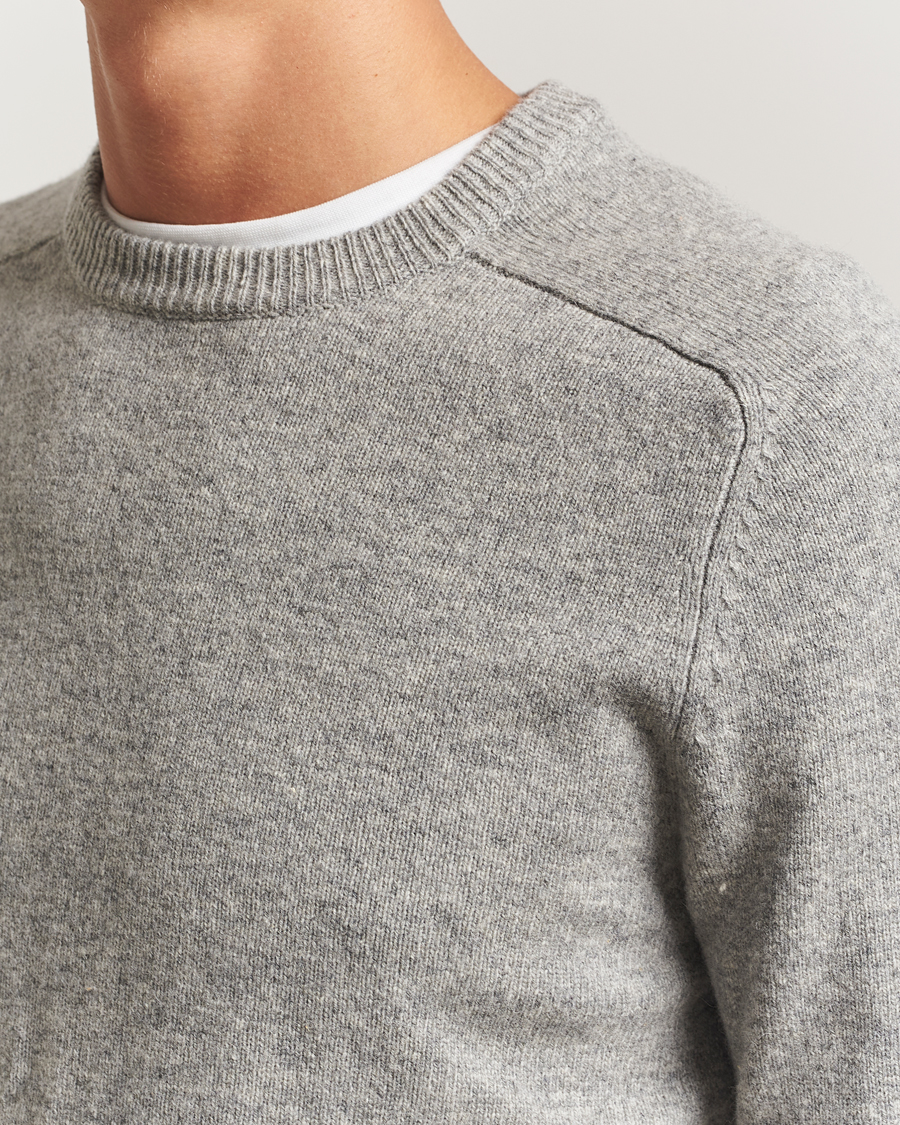 Heren | Truien | A Day's March | Brodick Lambswool Sweater Grey Melange