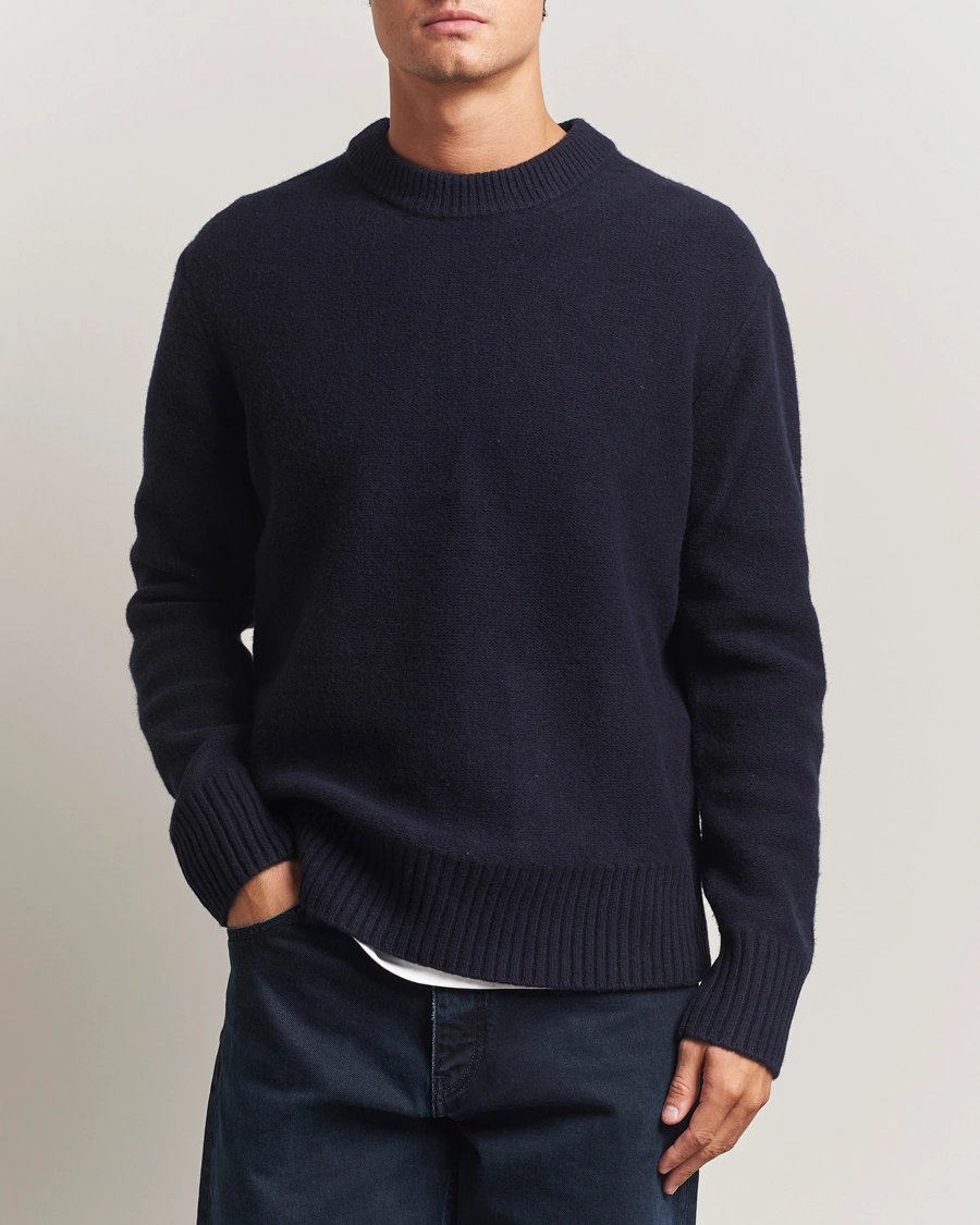 Homme | Pulls Et Tricots | A Day's March | Tietar Boiled Merino Sweater Navy