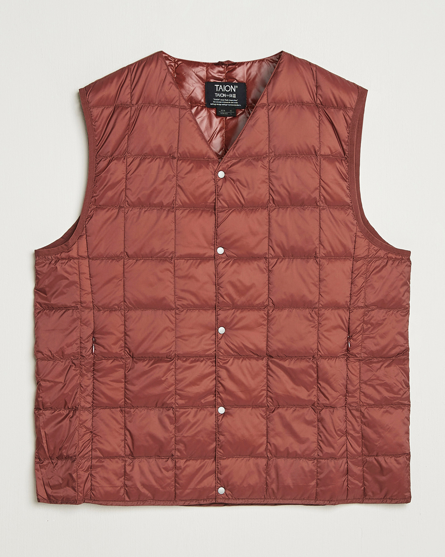 Homme | Manteaux Et Vestes | TAION | V-Neck Lightweight Down Vest Dark Red