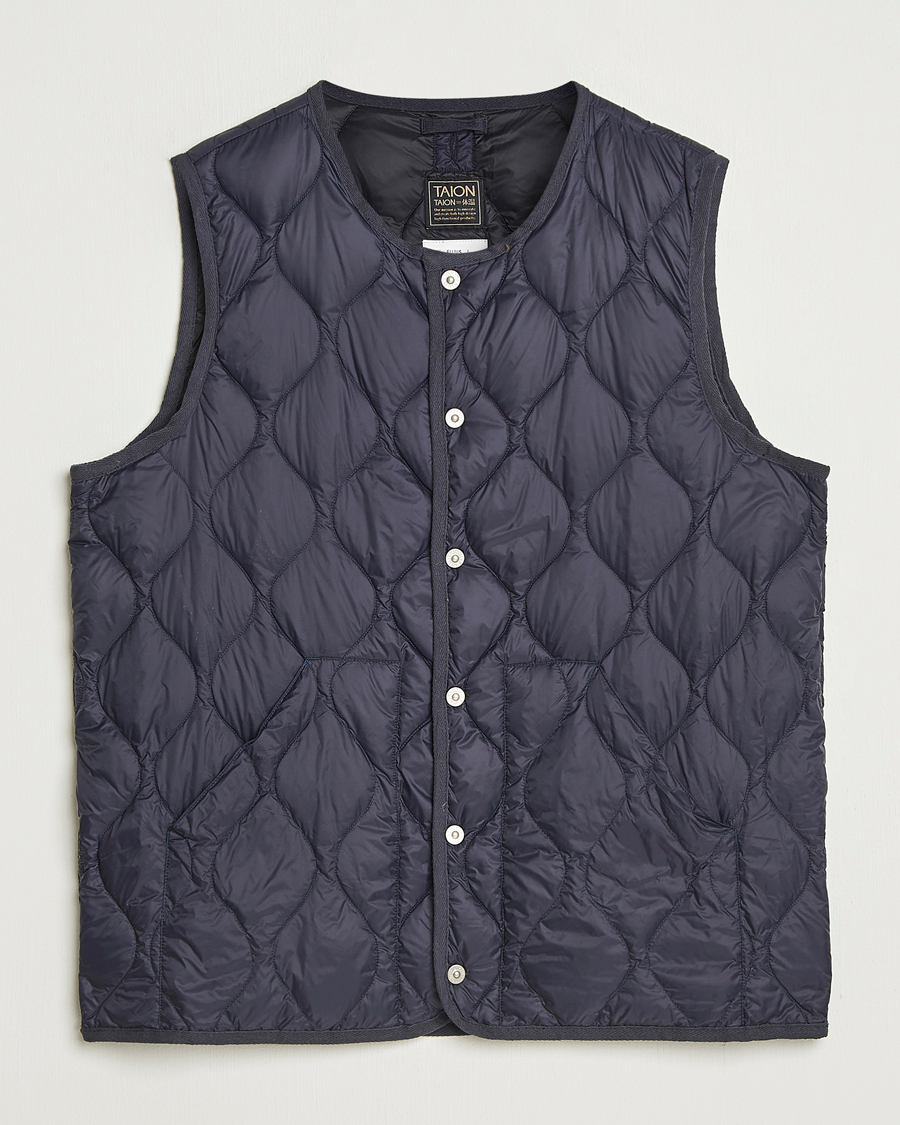 Homme | Gilets | TAION | Military Crew Neck Down Vest Navy