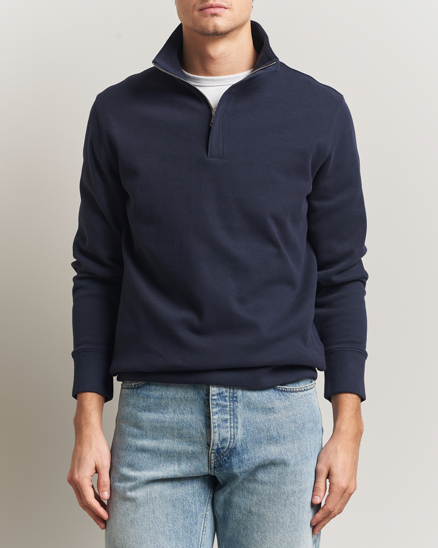 Homme | Pulls Et Tricots | Gant | Light Sacker Rib Half Zip Evening Blue
