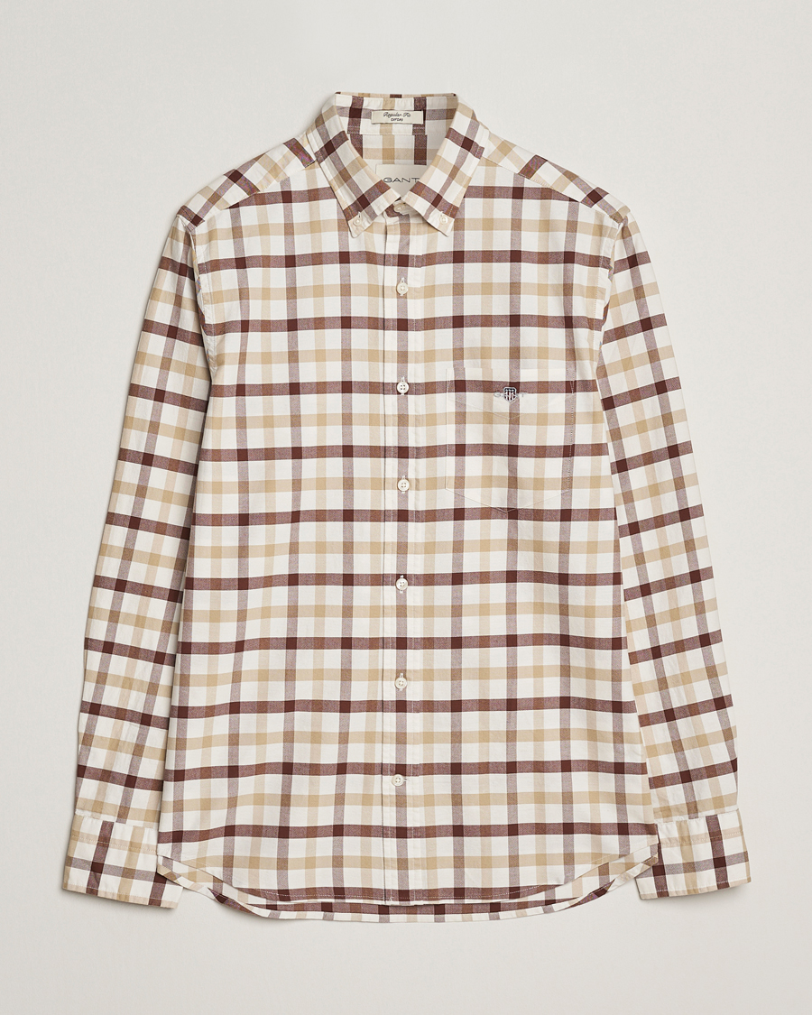 Heren | Overhemden | Gant | Regular Fit Oxford Checked Shirt Mahogany Brown