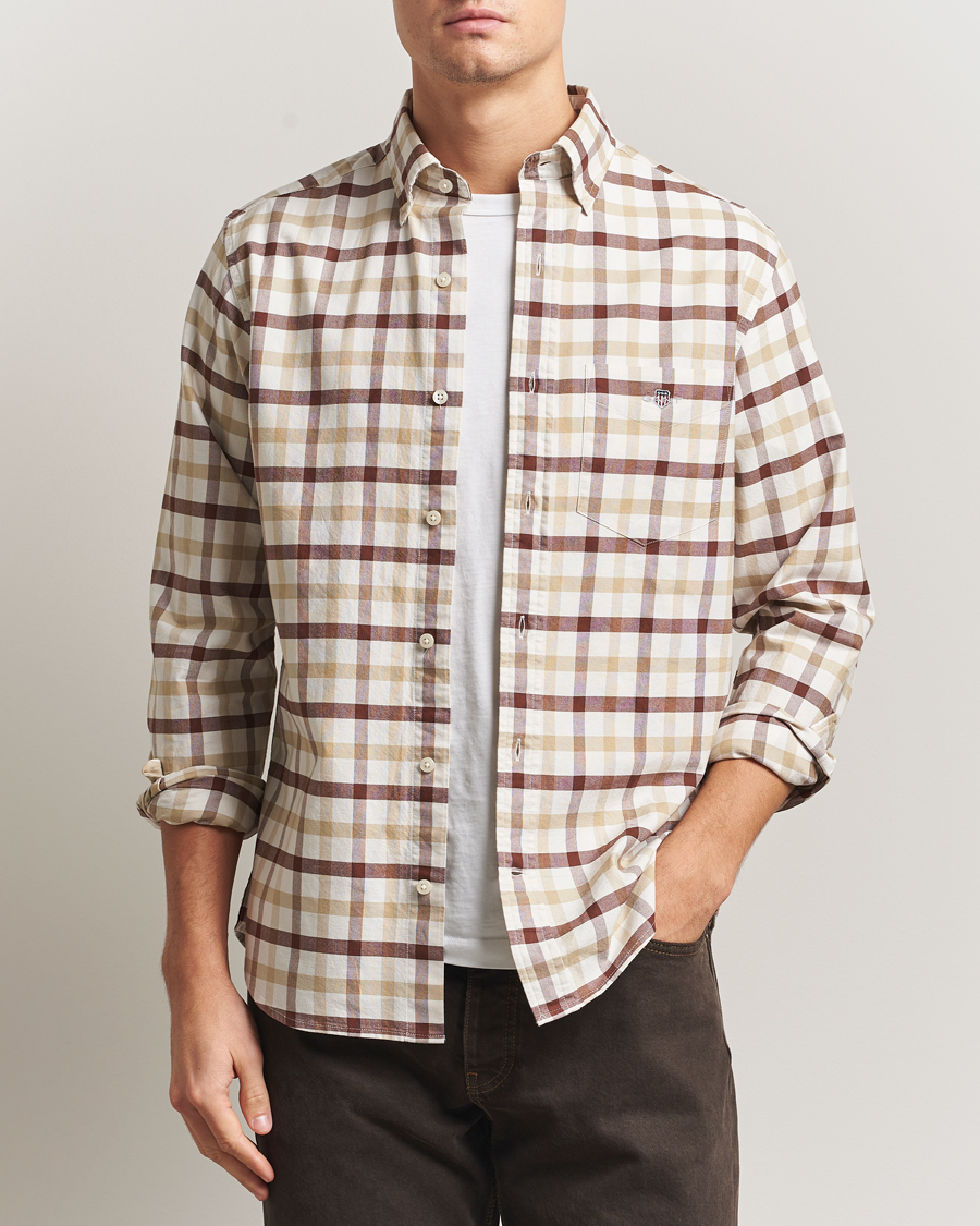 Heren | Overhemden | Gant | Regular Fit Oxford Checked Shirt Mahogany Brown