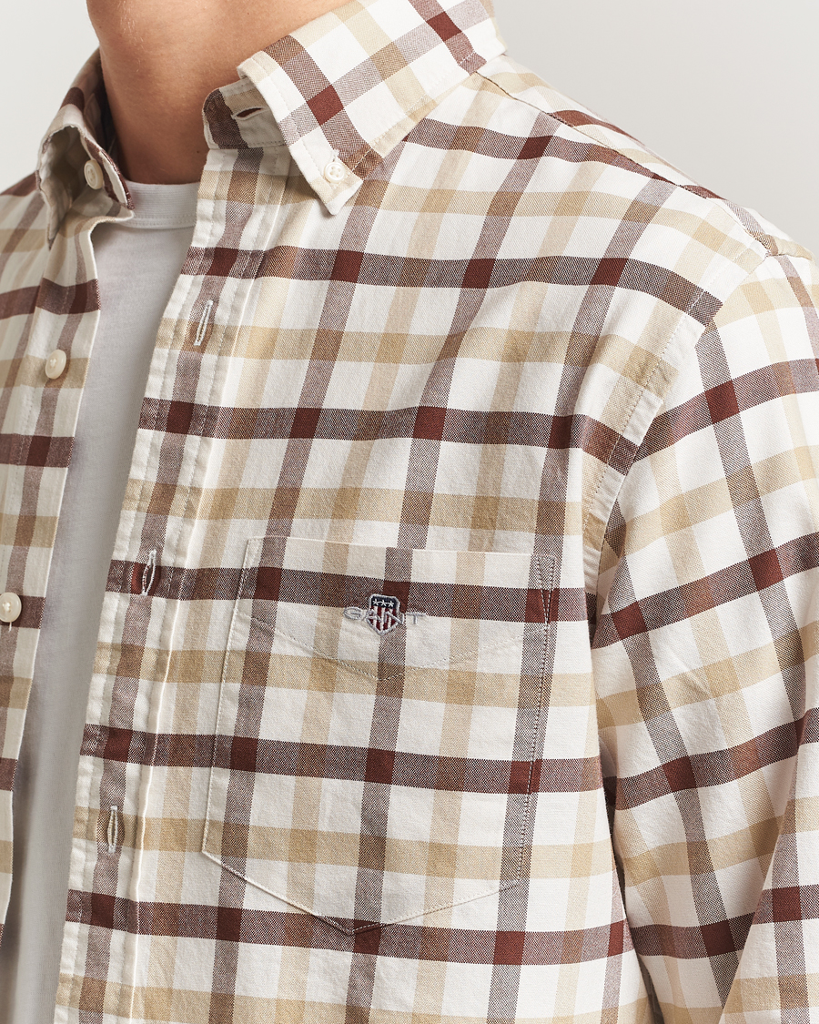 Heren | Overhemden | Gant | Regular Fit Oxford Checked Shirt Mahogany Brown