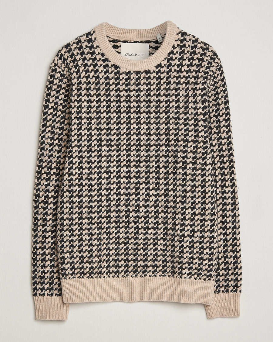 Heren | Truien | GANT | Two Tone Textured Knitted Crew Neck Charcoal