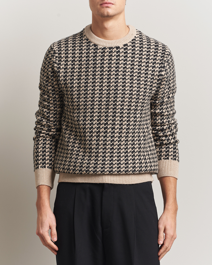 Heren | Truien | GANT | Two Tone Textured Knitted Crew Neck Charcoal