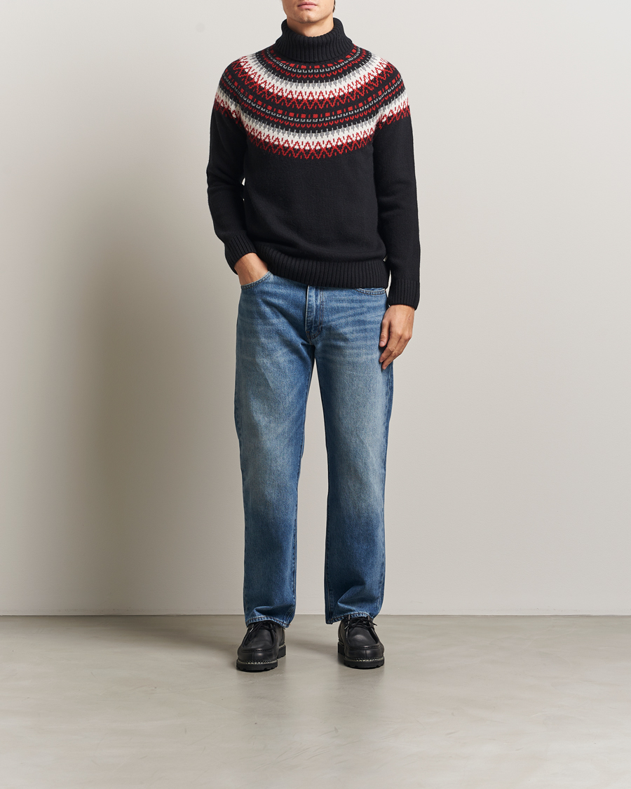 Heren | Truien | GANT | Fairisle Knitted Turtleneck Black