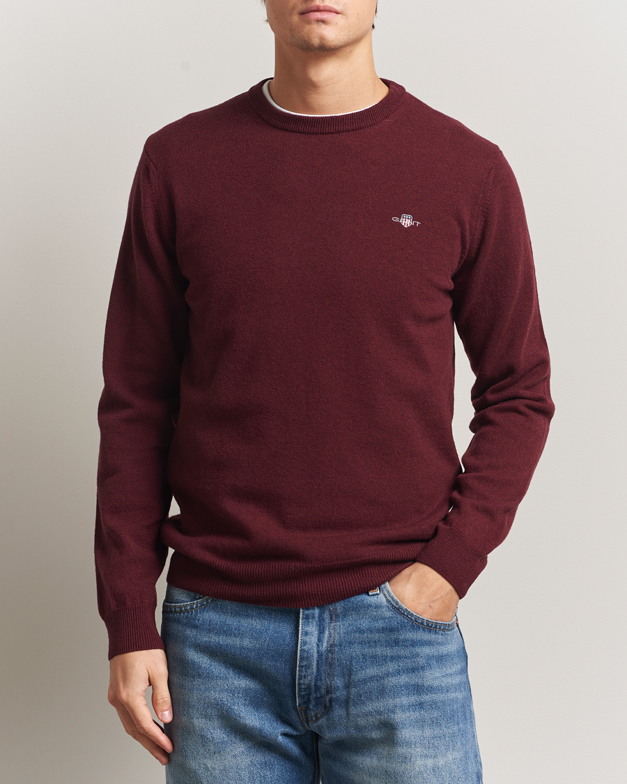 Homme | Pulls Et Tricots | Gant | Superfine Lambswool Crew Neck Bordeaux Melange