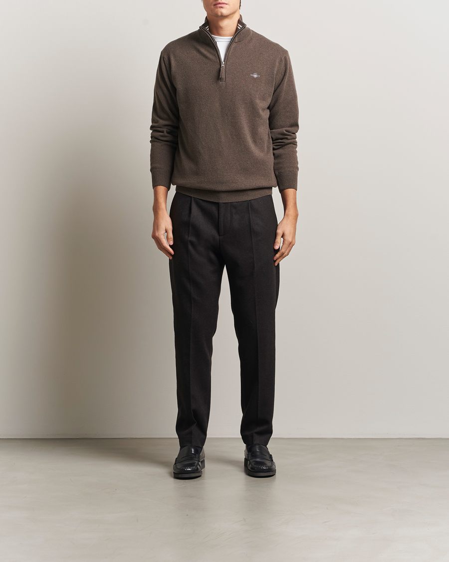 Heren | Truien | GANT | Superfine Lambswool Half Zip Seawood Melange