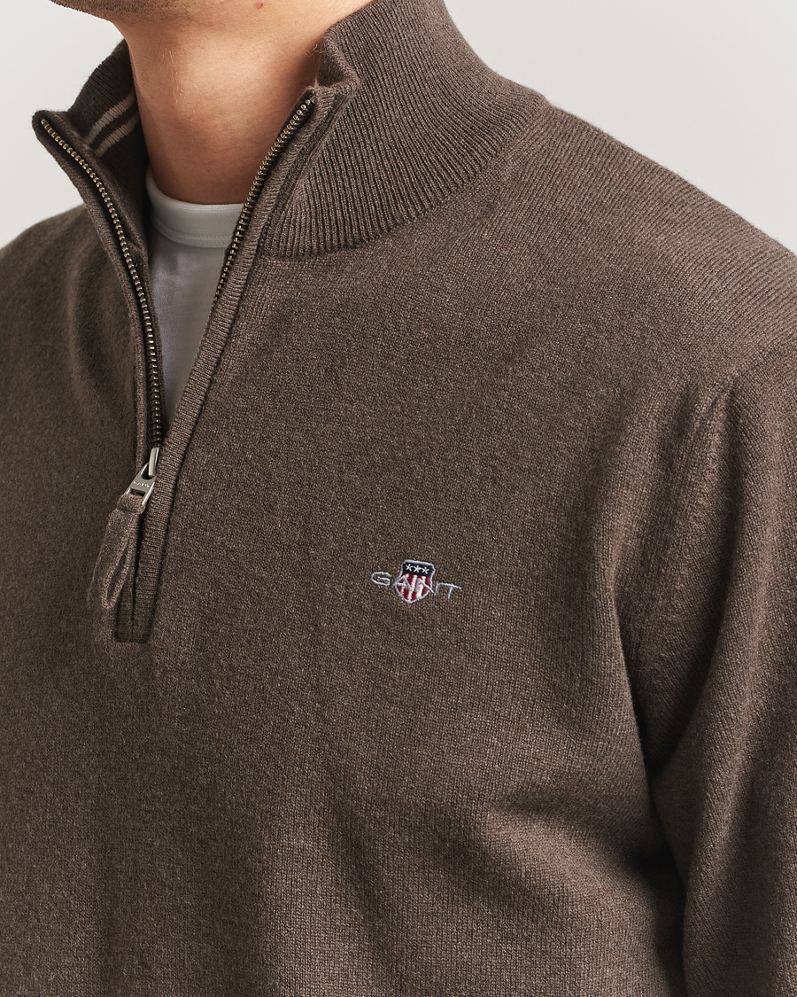 Heren | Truien | GANT | Superfine Lambswool Half Zip Seawood Melange