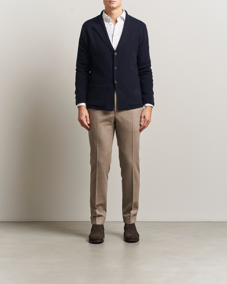 Heren | Blazers | Oscar Jacobson | Antonio Knitted Wool Blazer Navy