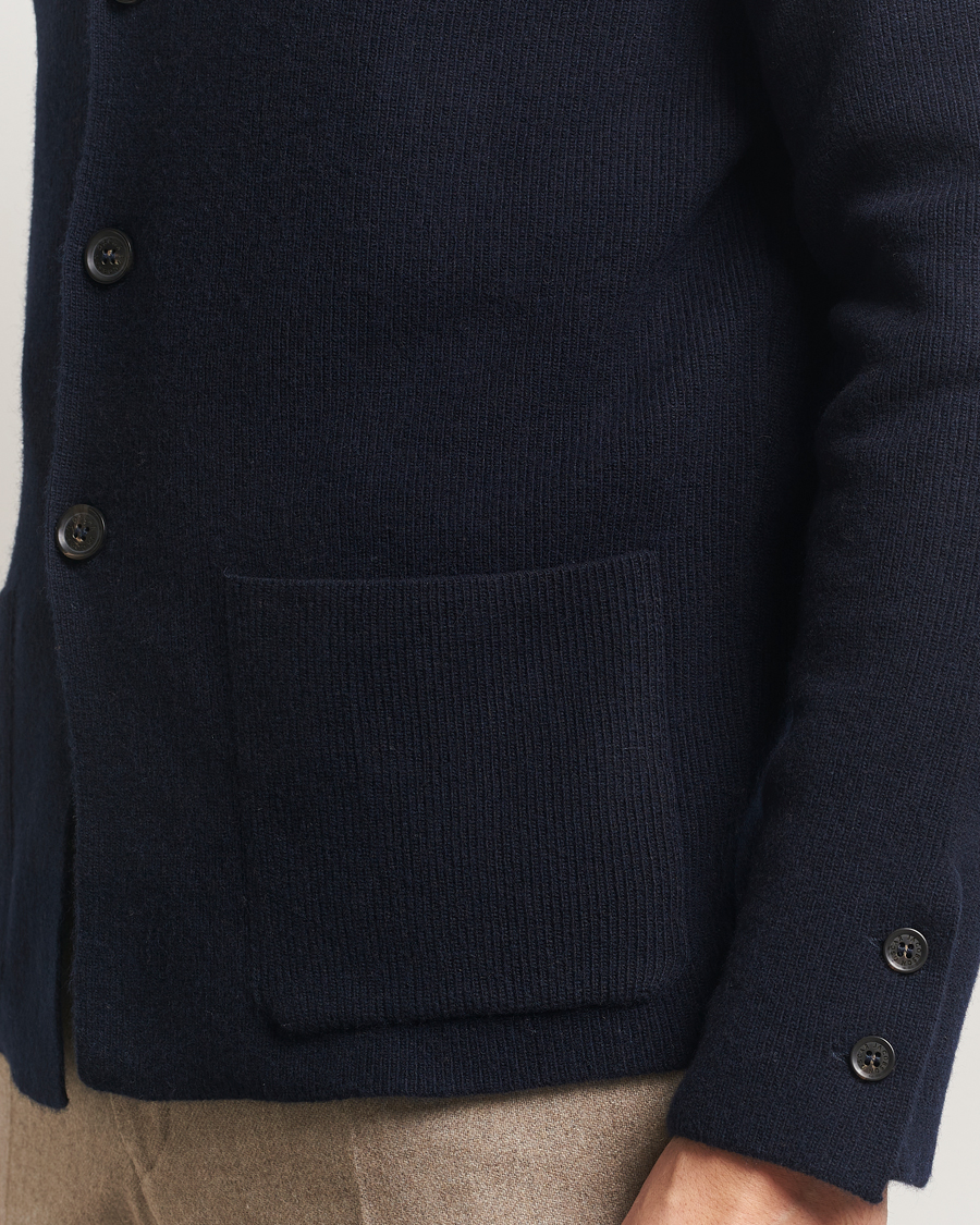 Heren | Blazers | Oscar Jacobson | Antonio Knitted Wool Blazer Navy
