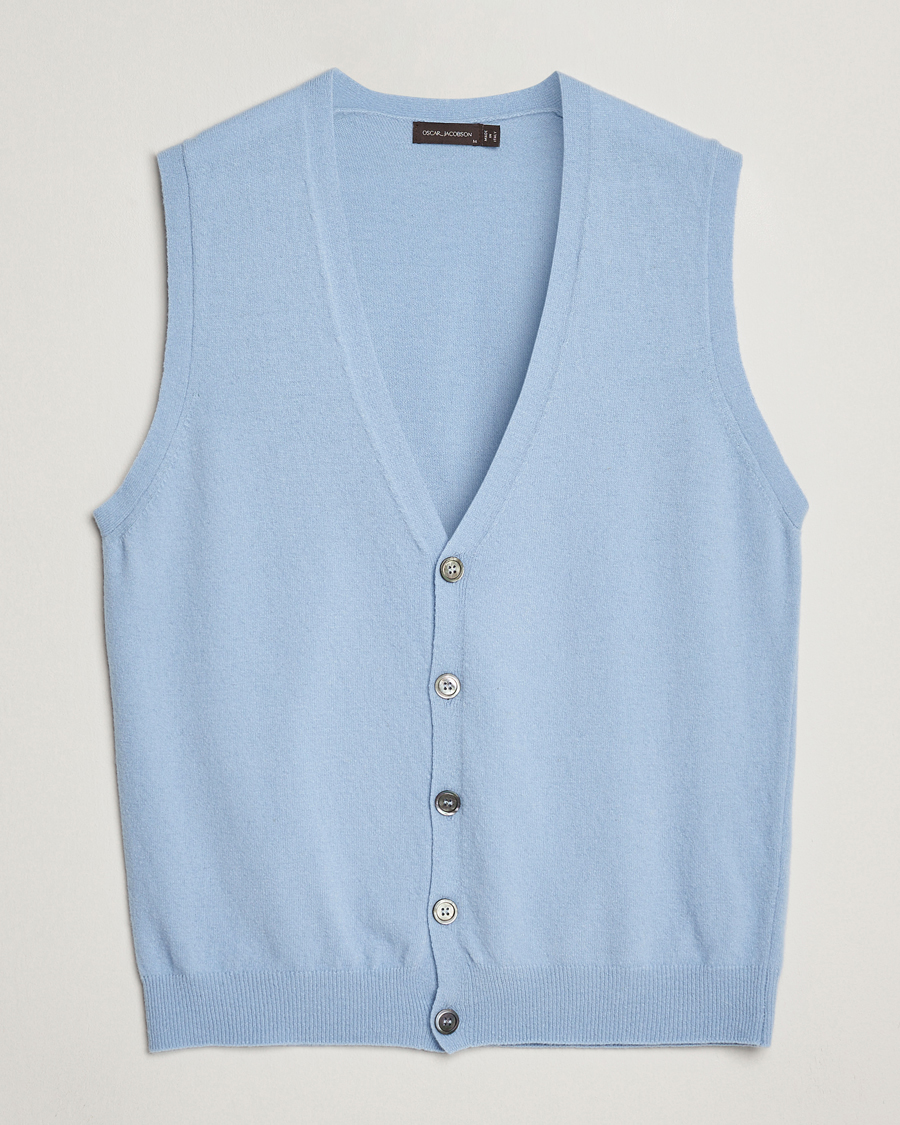 Heren | Truien | Oscar Jacobson | Guiseppe Buttoned Vest Light Blue