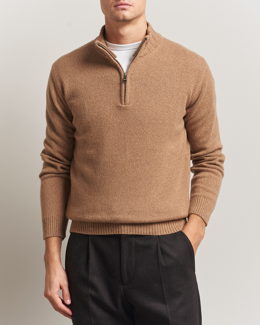 Homme | Pulls Et Tricots | Oscar Jacobson | Paul Wool/Cashmere Half-Zip Beige