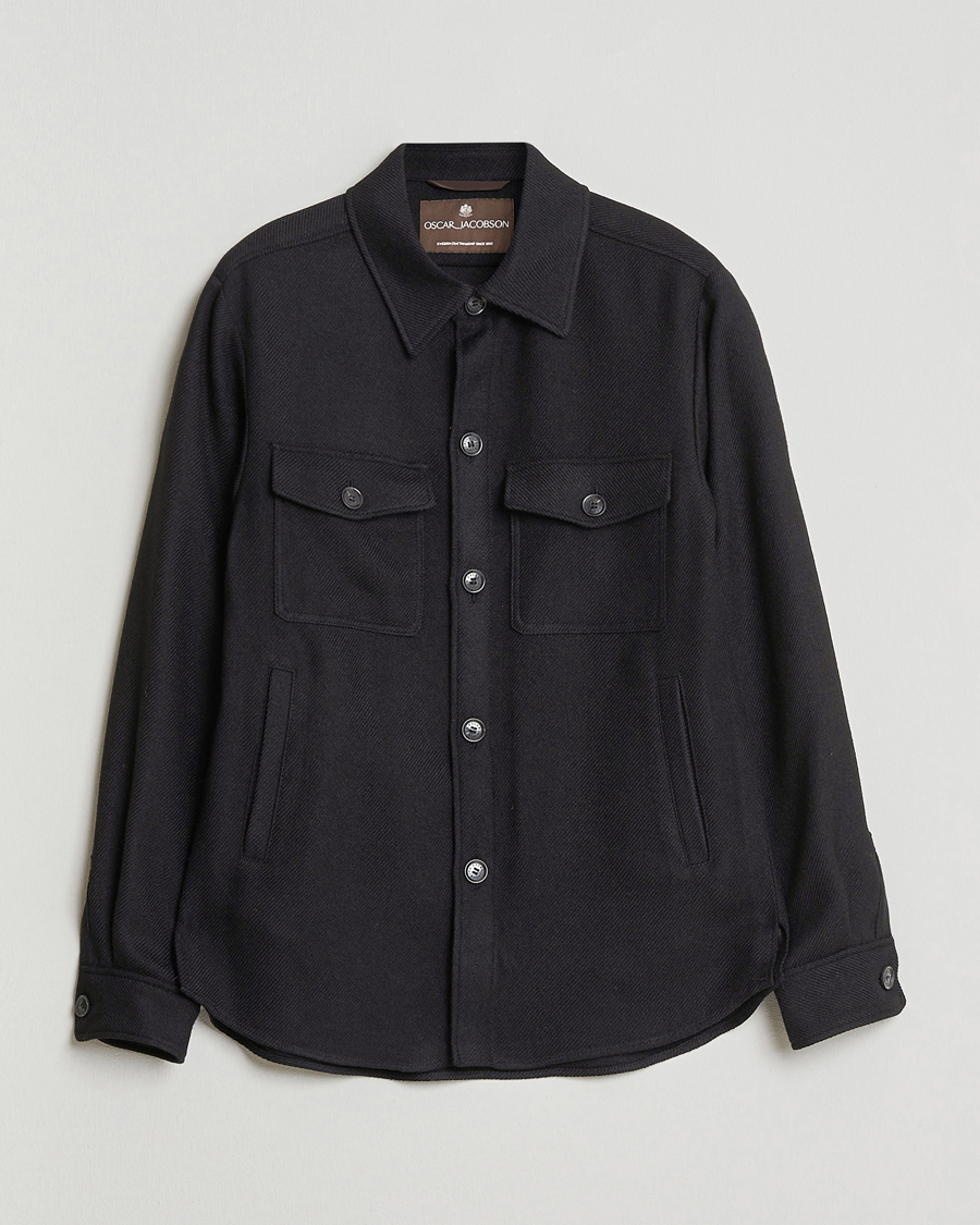 Heren | Jassen | Oscar Jacobson | Maverick Wool Overshirt Black